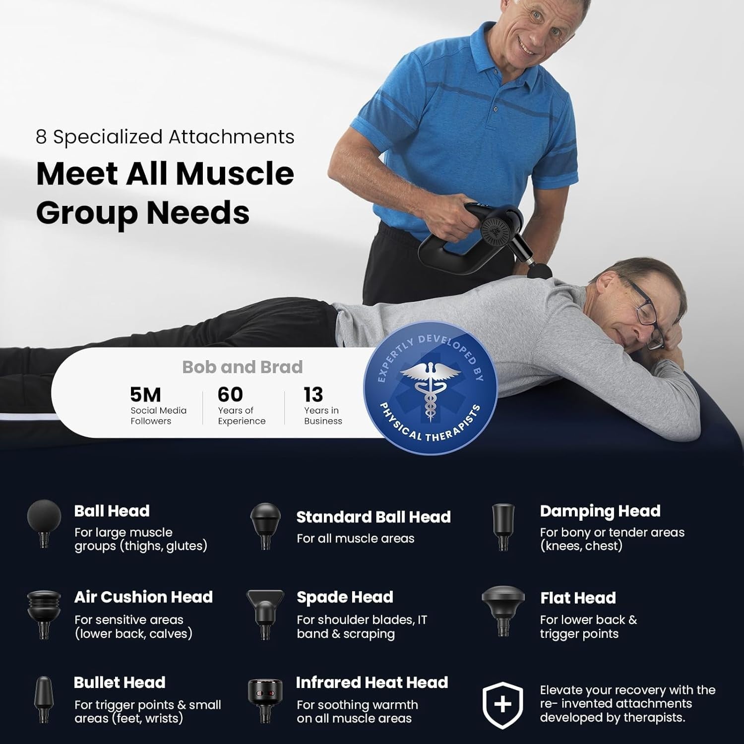 Professional Deep Tissue Massage Gun Infrared Heat 16mm Amplitude OLED