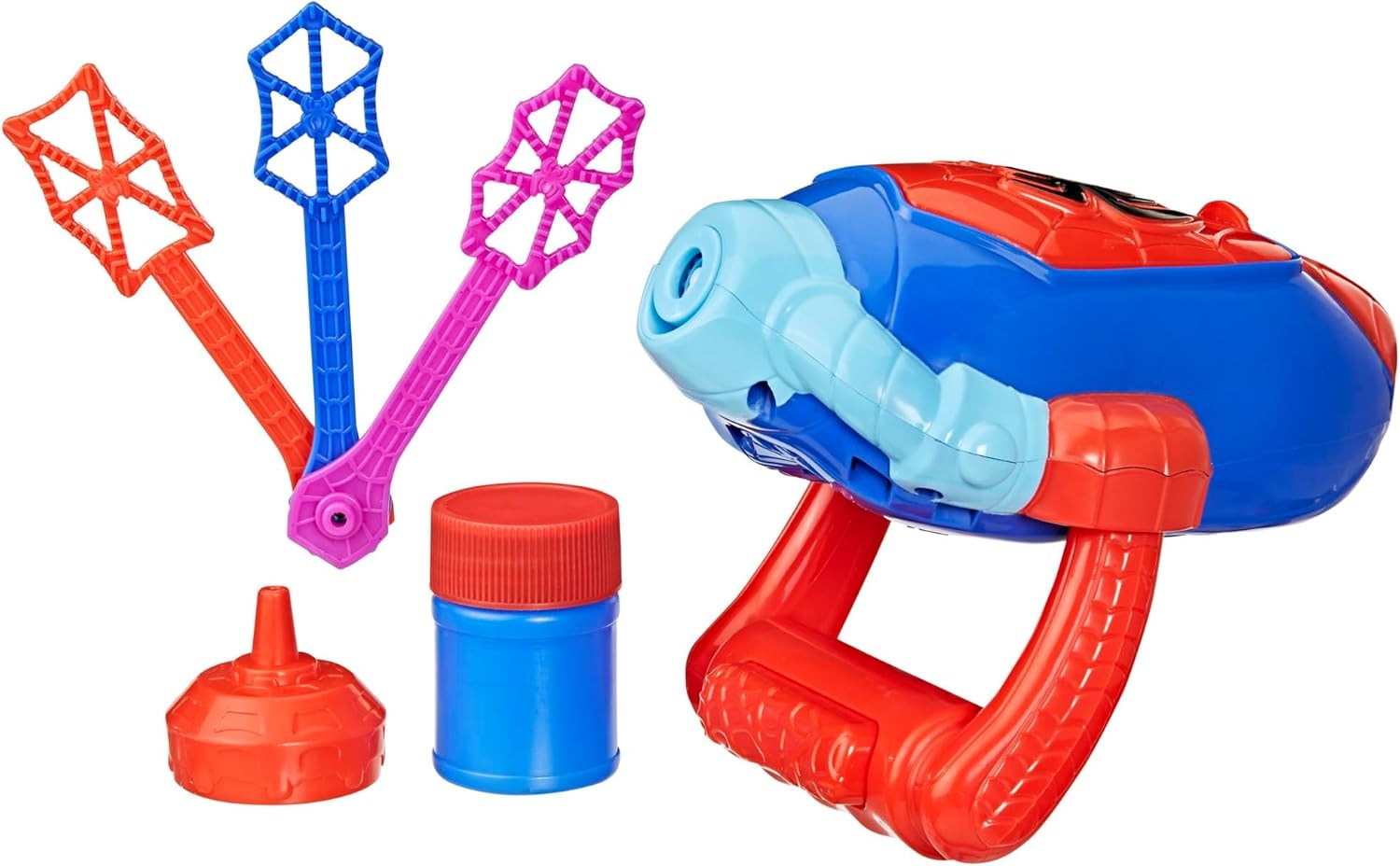 Kids Superhero Bubble Blaster Toy with 3 Wands & Solution