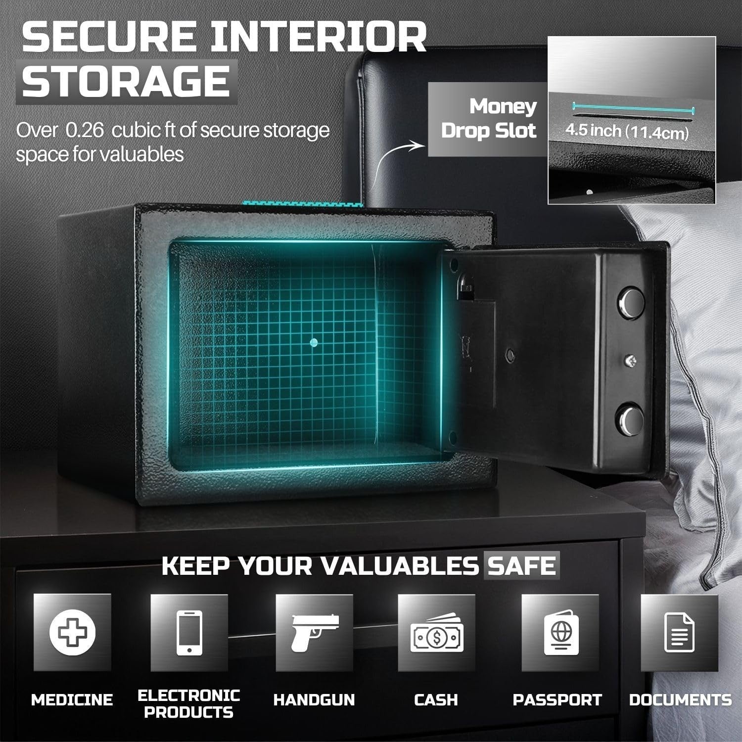 Drop Slot Depository Safe Box Digital Keypad Cash Money Security Lock