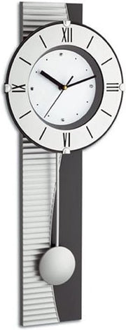 Modern Silver Pendulum Wall Clock 58cm Roman Numeral Large Quiet Quartz Decor