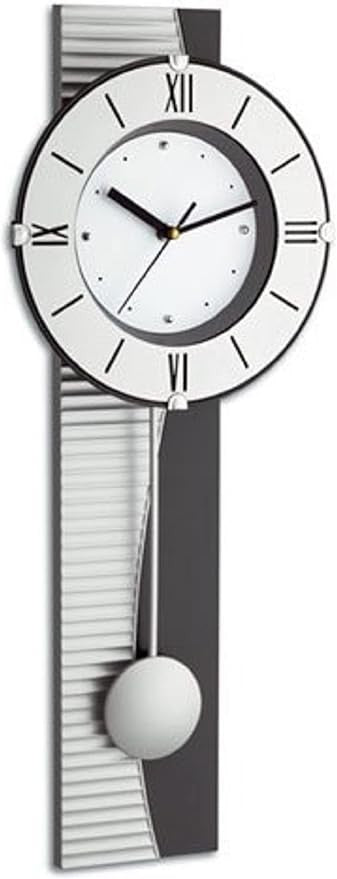 Modern Silver Pendulum Wall Clock 58cm Roman Numeral Large Quiet Quartz Decor