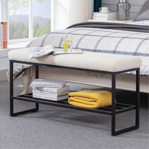 Zesthouse Boucle Shoe Bench with Storage, Modern Entryway & Bedroom Seating