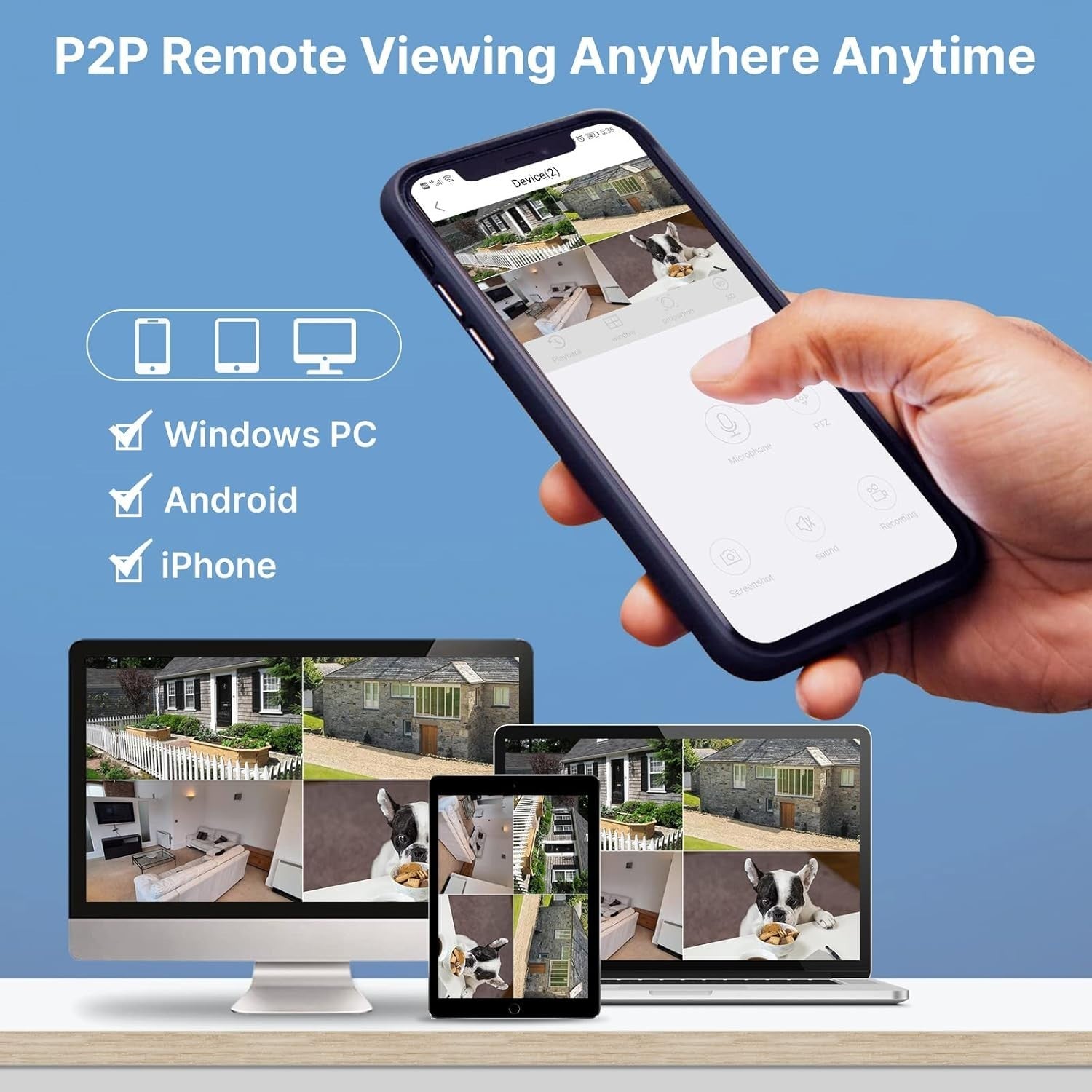 5MP Wireless CCTV System 4 Cameras 12" Monitor 3TB HDD NVR Kit