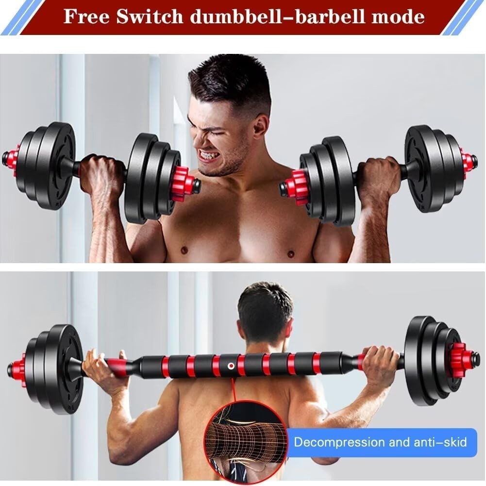 Adjustable Dumbbell Barbell 2 in 1 Weight Set Home Gym Free Weights