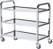 3 Tier Stainless Steel Kitchen Utility Cart Heavy Duty Serving Trolley Wheels