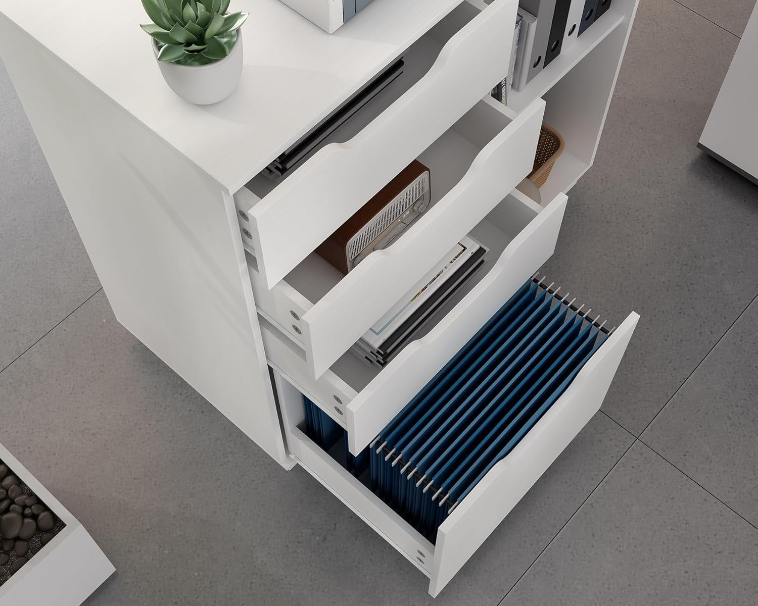 Large 4 Drawer Lateral File Cabinet A4 Letter Printer Stand Storage