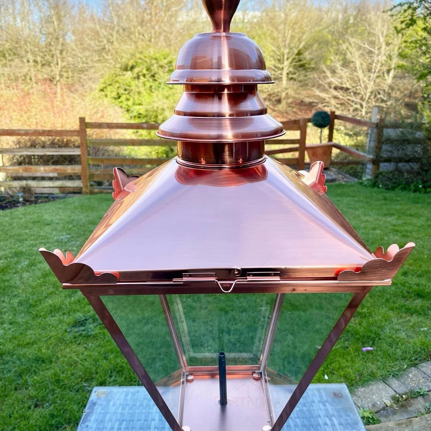 Darthome 90cm Copper Victorian Garden Post Light Vintage Lantern Lamp