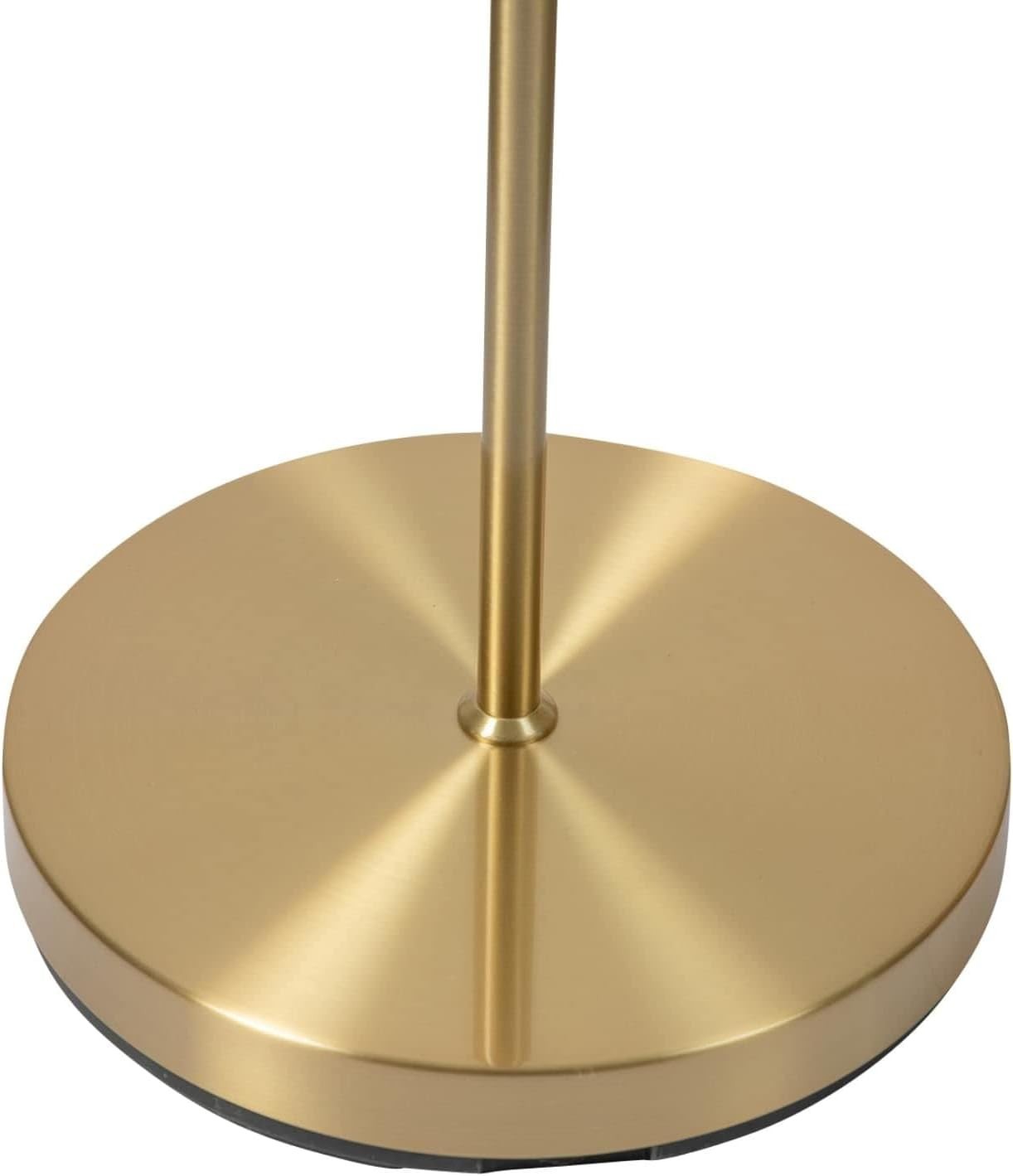 Modern Satin Brass Floor Lamp with Opal Glass Globes & Foot Switch