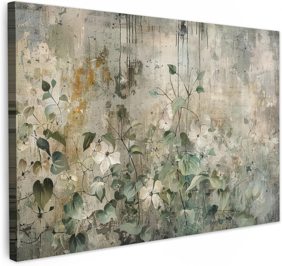 Large Abstract Floral Canvas Wall Art 47"x31" Modern Home Decor