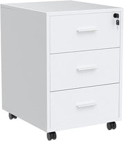 Lockable Rolling 3 Drawer File Cabinet Under Desk Printer Storage