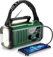 Emergency Crank Radio 10000mAh Solar, USB-C, NOAA, LED Flashlight