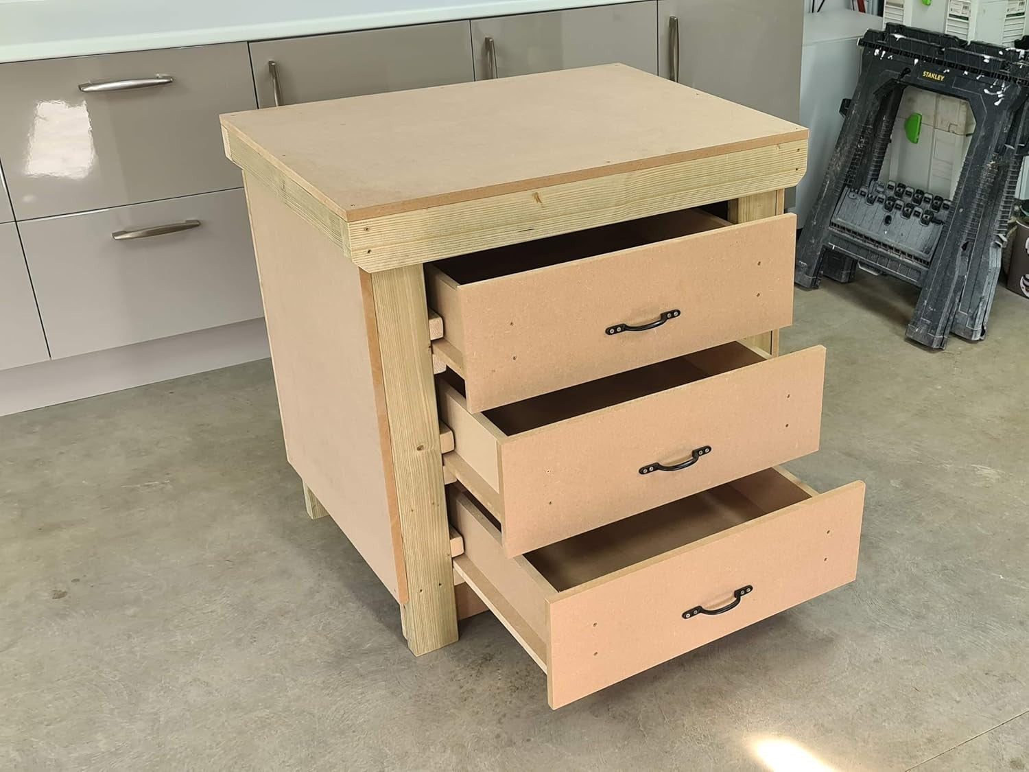 3ft Heavy Duty Wooden Workbench Tool Cabinet – 18mm MDF Top & Drawers