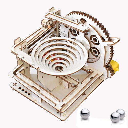Wooden Marble Run Puzzle Kit for Adults – STEM Spiral Track DIY Toy