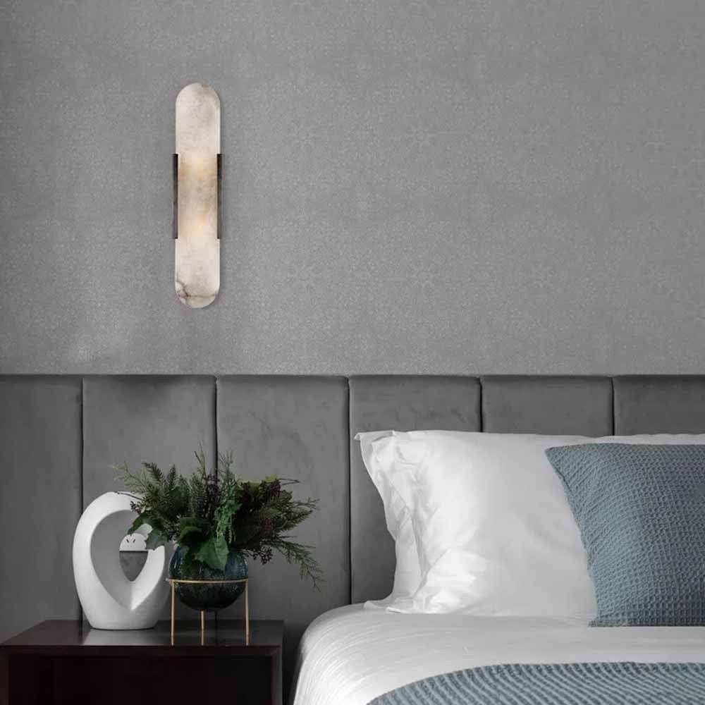 Modern Marble Wall Sconce Set of 2 Black LED Vanity Lights 50CM