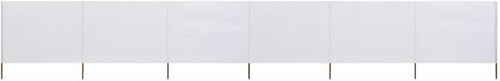 6-Panel Sand White Wind Screen 800x160cm Outdoor Garden Privacy Divider