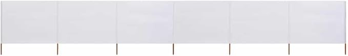 6-Panel Sand White Wind Screen 800x160cm Outdoor Garden Privacy Divider