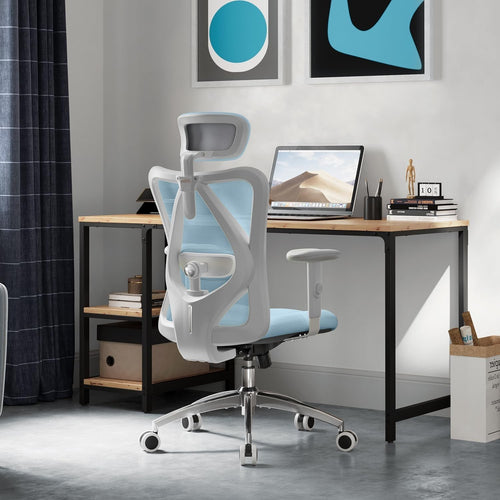 Ergonomic Mesh Office Chair Desk Computer Seat Adjustable Lumbar Swivel Blue