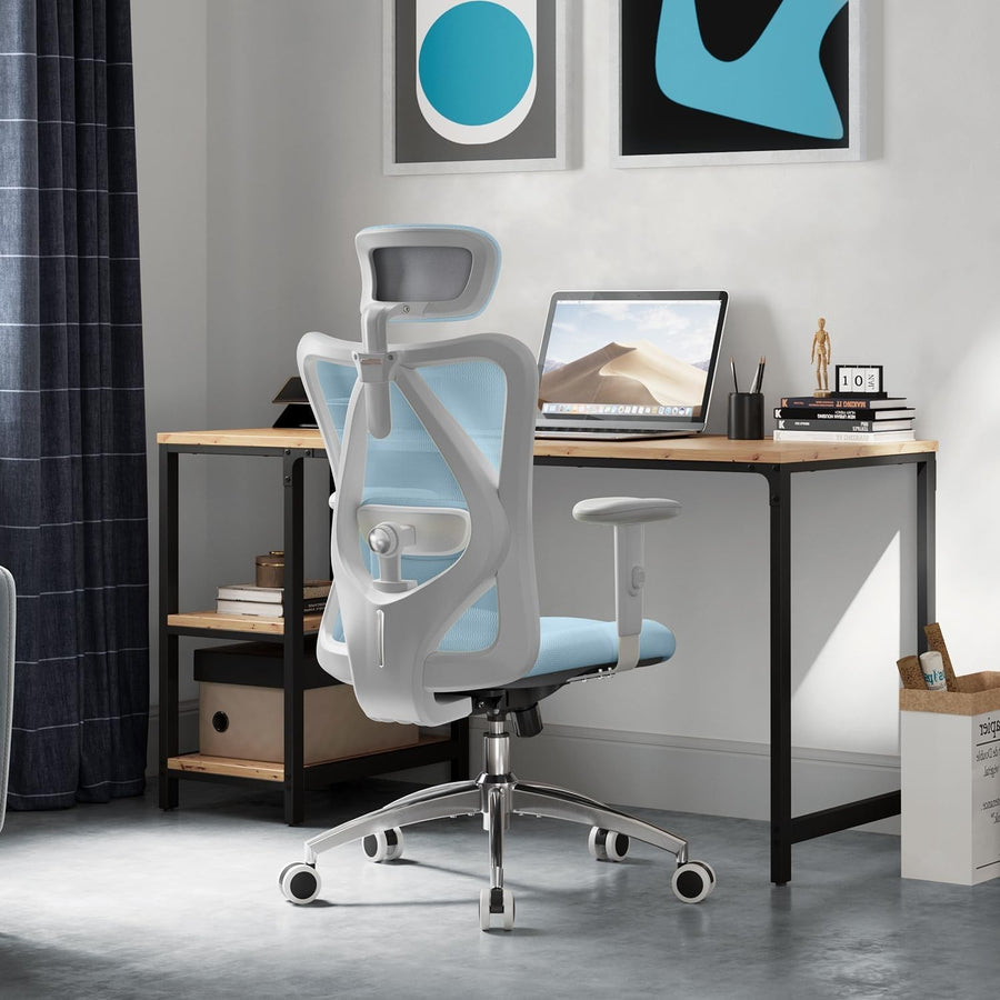 Ergonomic Mesh Office Chair Desk Computer Seat Adjustable Lumbar Swivel Blue