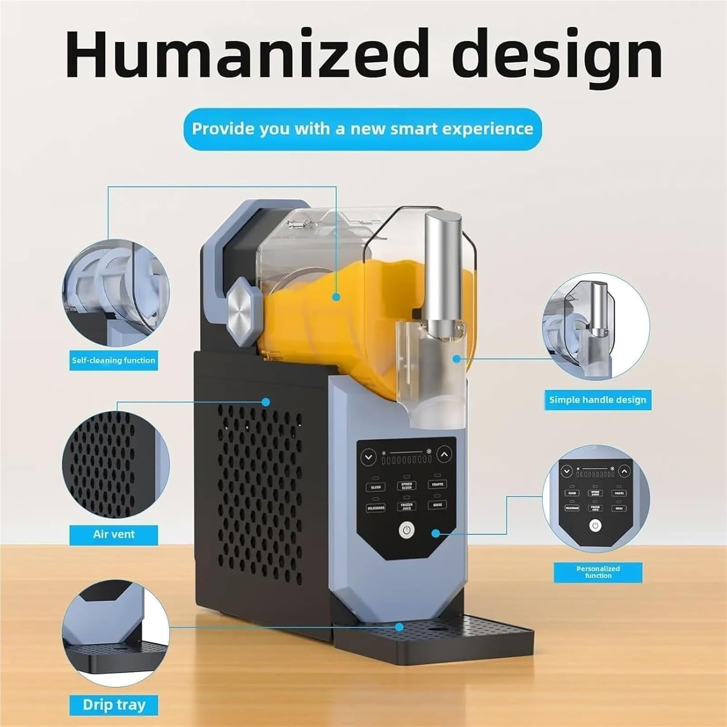 Slushie Machine No Ice Needed Frozen Drink Maker 5 Presets Self Cleaning