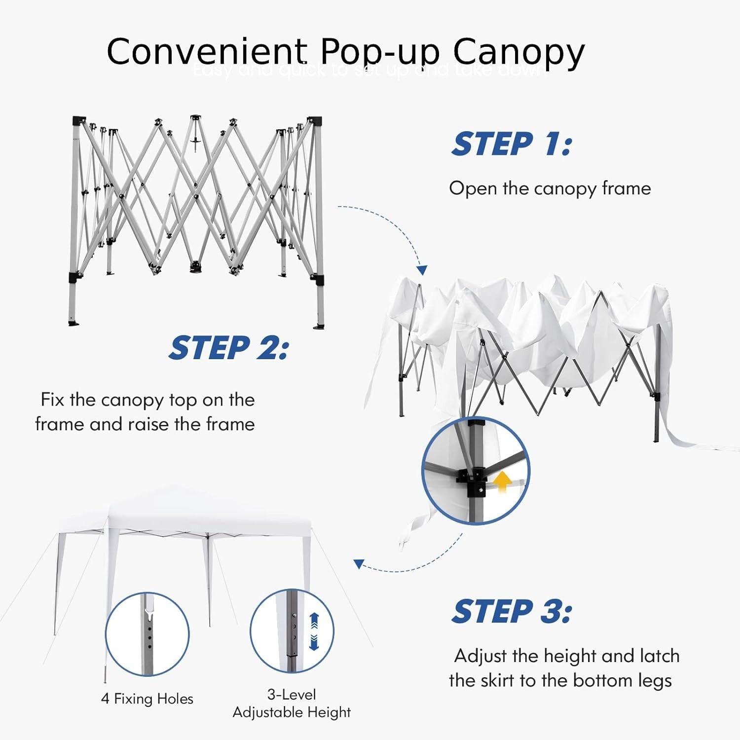 3x3m Pop Up Gazebo Waterproof UV Canopy Tent w/ Bag Height Adjustable