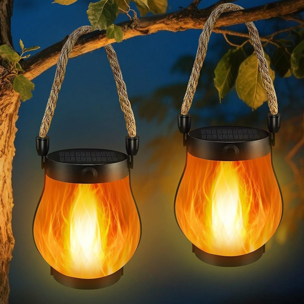 Solar Flame Lanterns 3PCS Outdoor Hanging Garden Lights