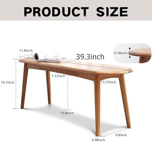 Solid Oak Wood Dining Bench Original Wood Half-Round Seat 39in