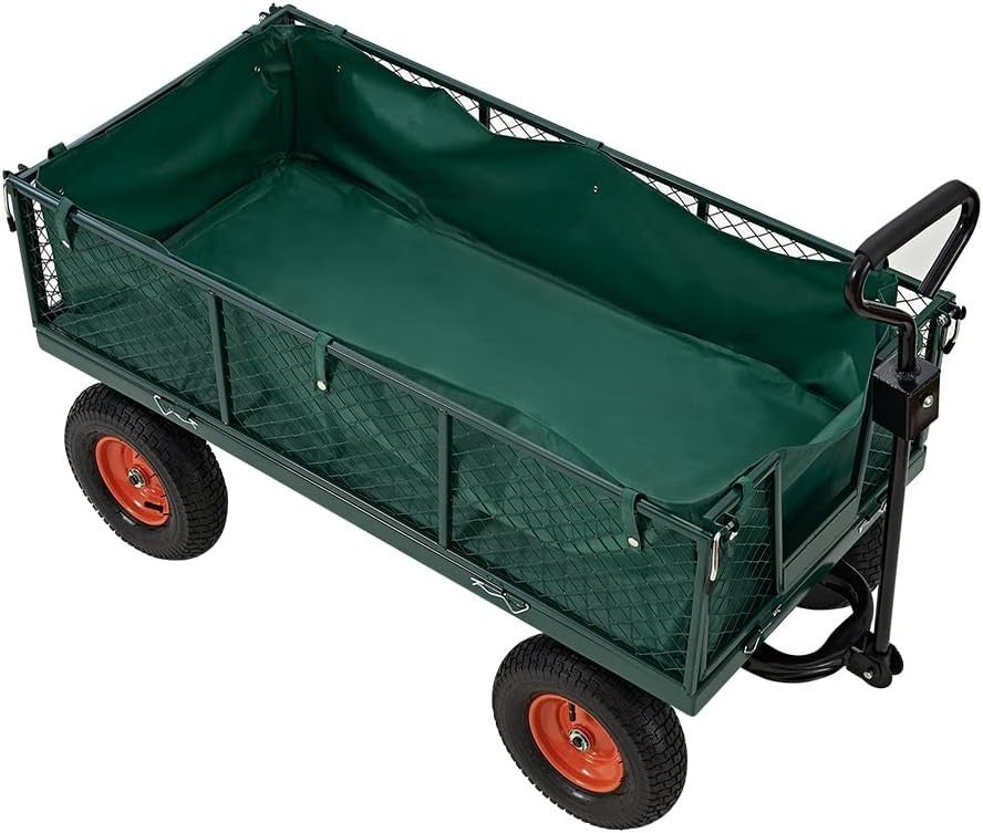 Green Heavy Duty Garden Trolley 700kg Mesh Cart Wagon Dump Truck 125.5×61.5cm