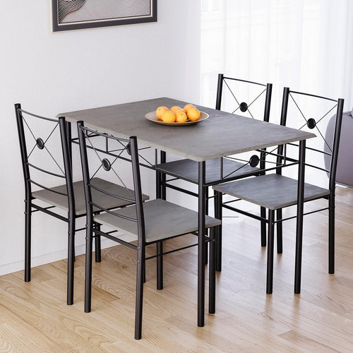 Concrete Grey 4-Seater Dining Table Set | Compact Kitchen Dining Furniture