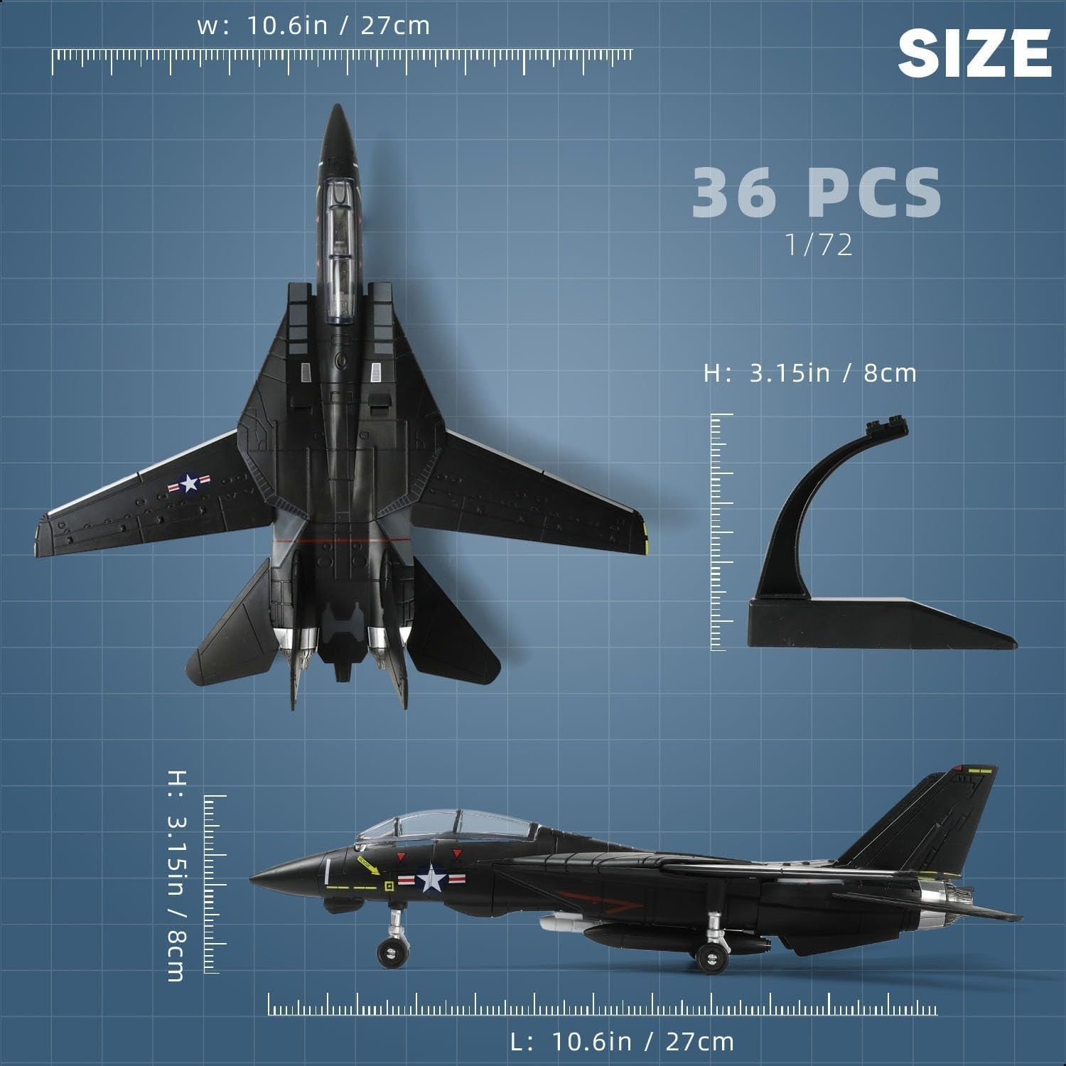 1:72 Scale F-14 Tomcat Fighter Jet Model Kit Military Aircraft Assembly Gift