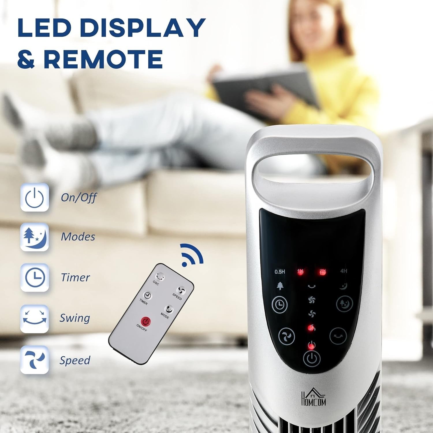 36-Inch Tower Fan – 3-Speed Freestanding Cooling Fan with Timer & Remote Control