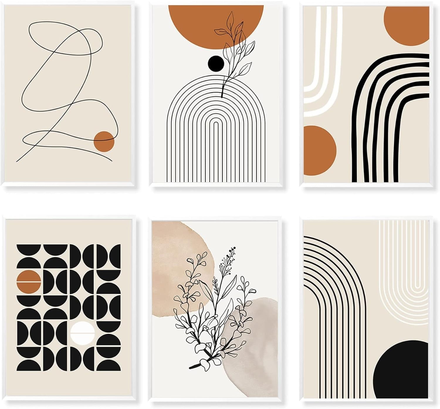 6Pcs Boho Abstract Canvas Wall Art Geometric Set