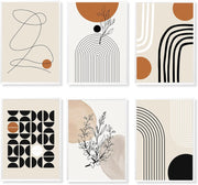 6Pcs Boho Abstract Canvas Wall Art Geometric Set