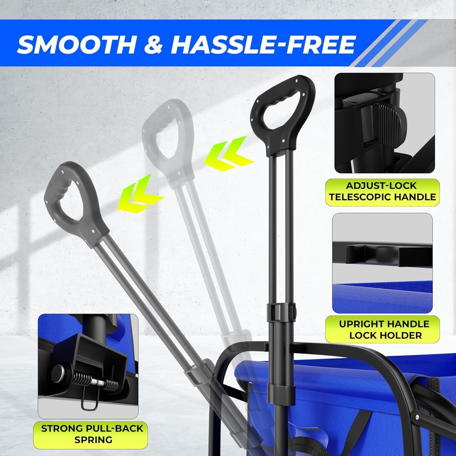 Blue 100L Heavy Duty Folding Festival Trolley 220lbs Camping Beach Wagon Cart