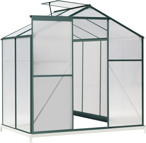 4x6FT Polycarbonate Walk-In Greenhouse with Base – Heavy Duty Aluminium Frame
