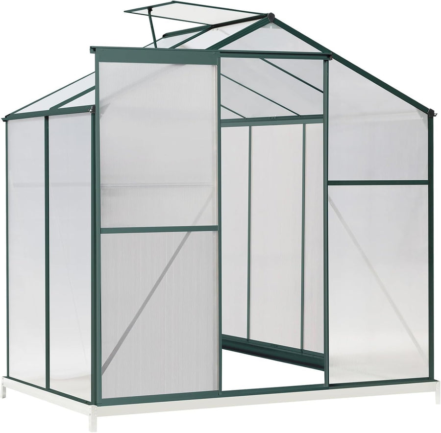 4x6FT Polycarbonate Walk-In Greenhouse with Base – Heavy Duty Aluminium Frame