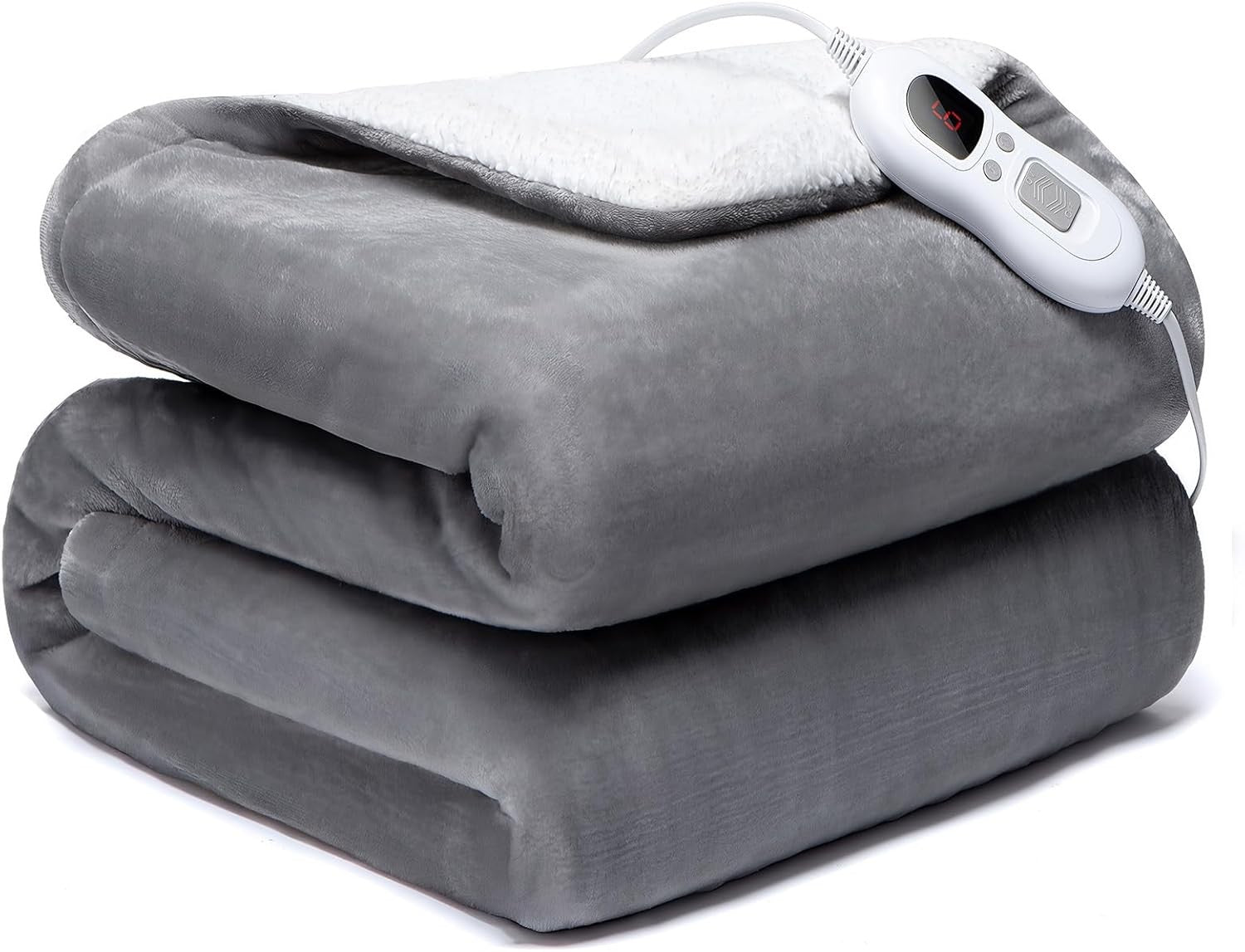 Electric Heated Throw Blanket Fast Heat Sherpa Flannel 6 Levels Timer 160x130cm