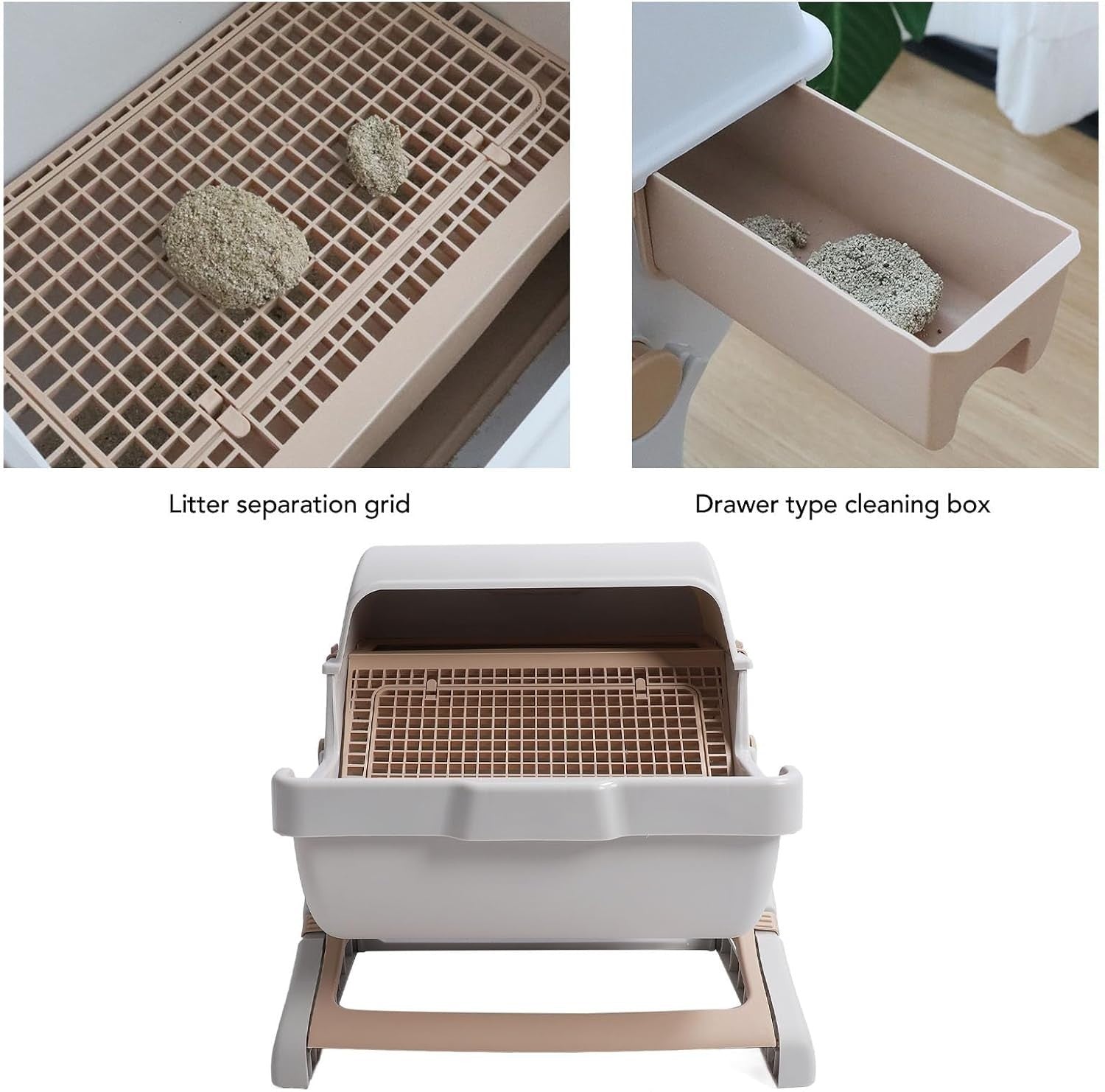 Semi Automatic Cat Litter Box Large Splash Proof Odor Control Tray