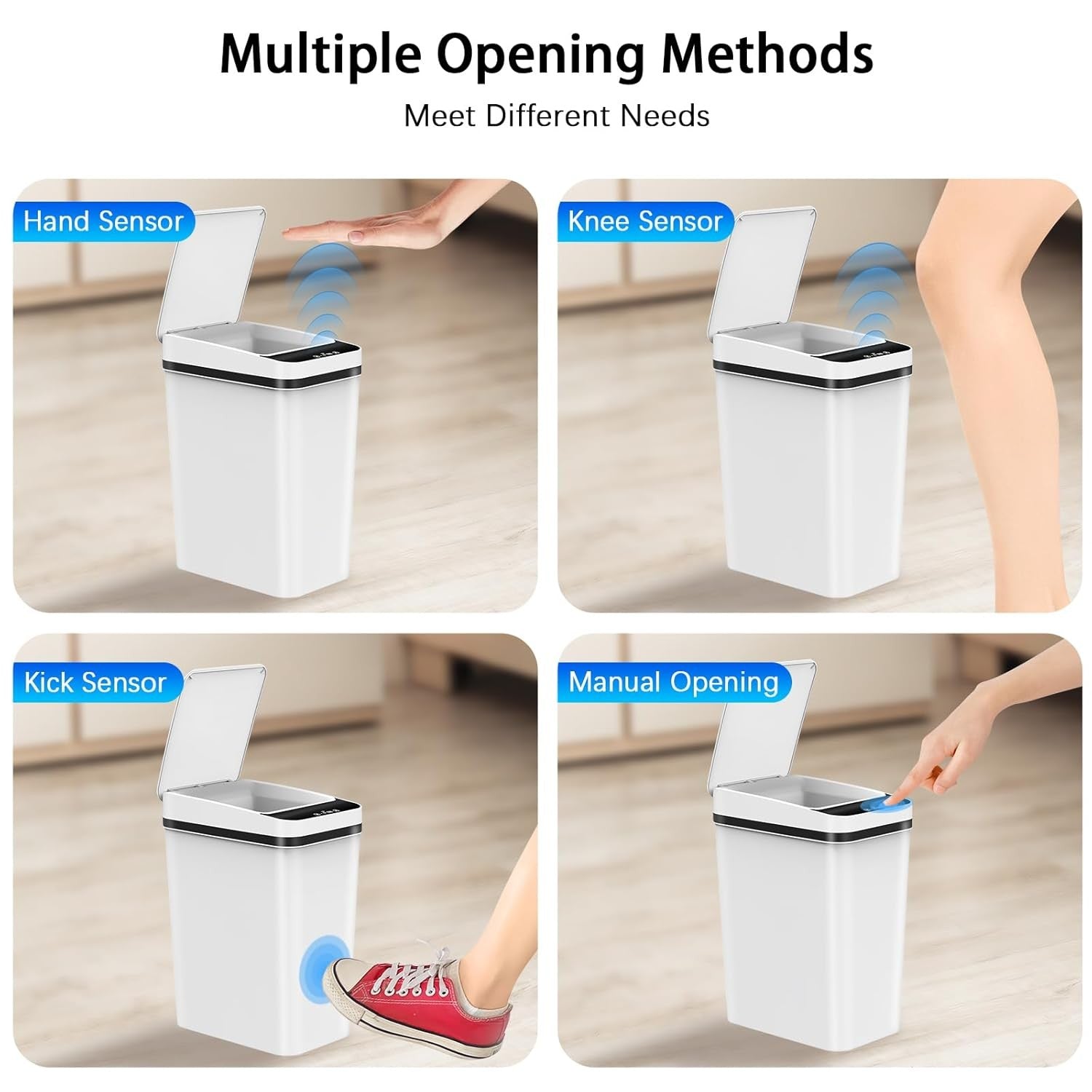 Touchless 2 Pack 10L Motion Sensor Bathroom Bin – Slim Auto Lid Trash Can