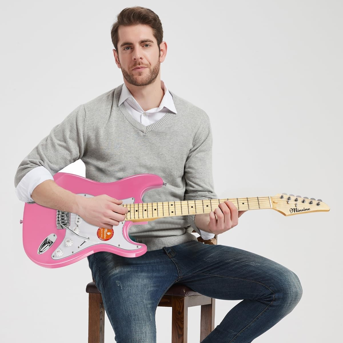 Full Size Electric Guitar Beginner Starter Kit 39" Pink w/ Bag