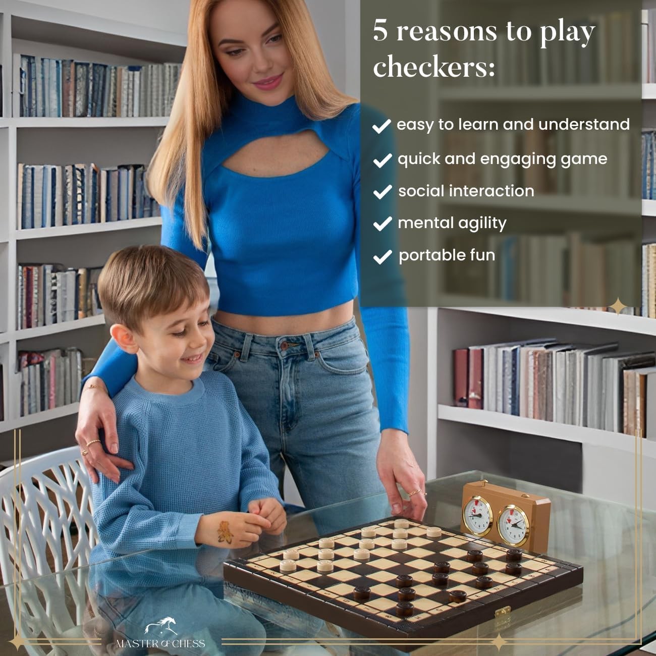 Luxury Wooden Chess & Draughts Set 50cm • Weighted Pieces • Folding Board