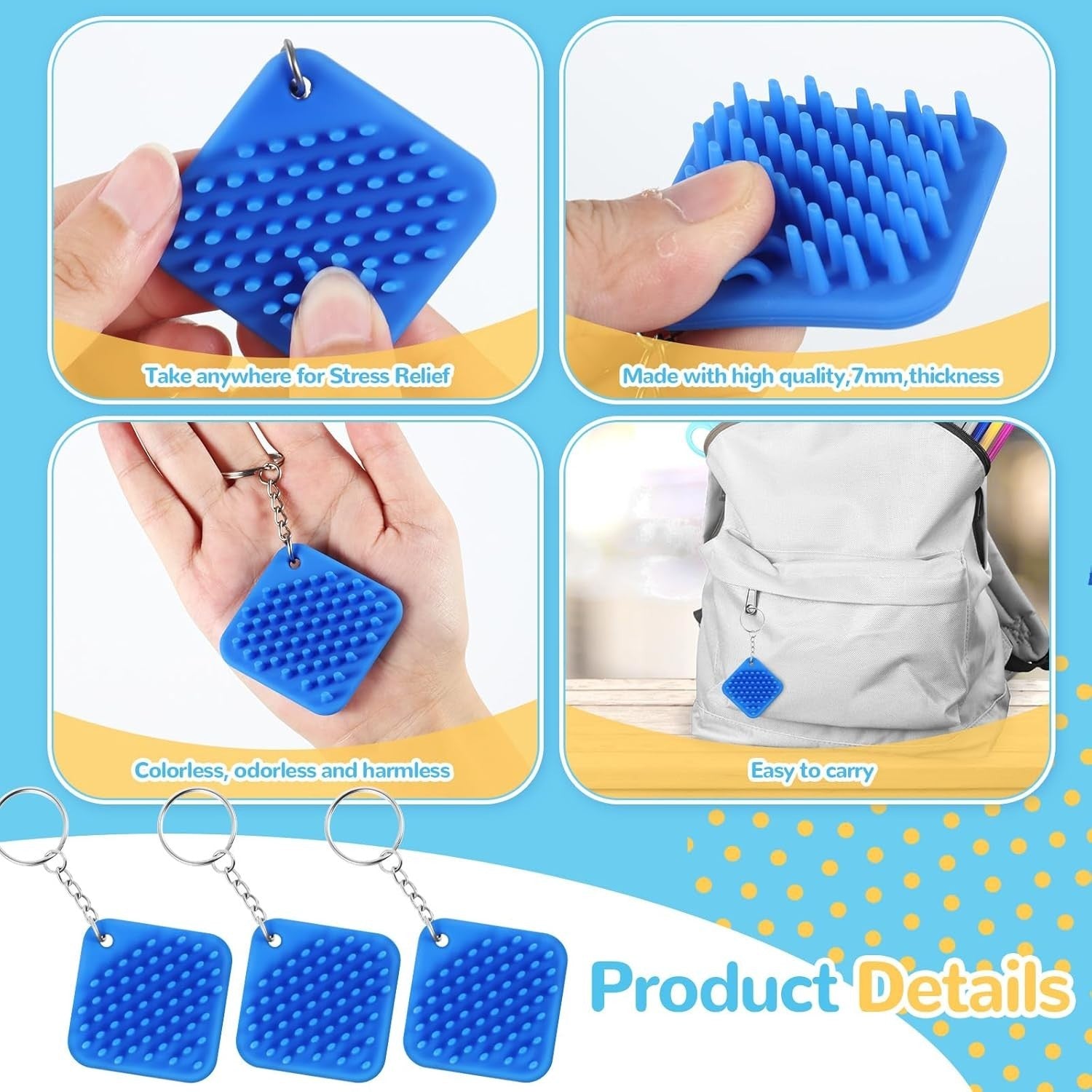 12PCS Mini Sensory Fidget Keychain Silicone Stress Relief Anxiety Toy