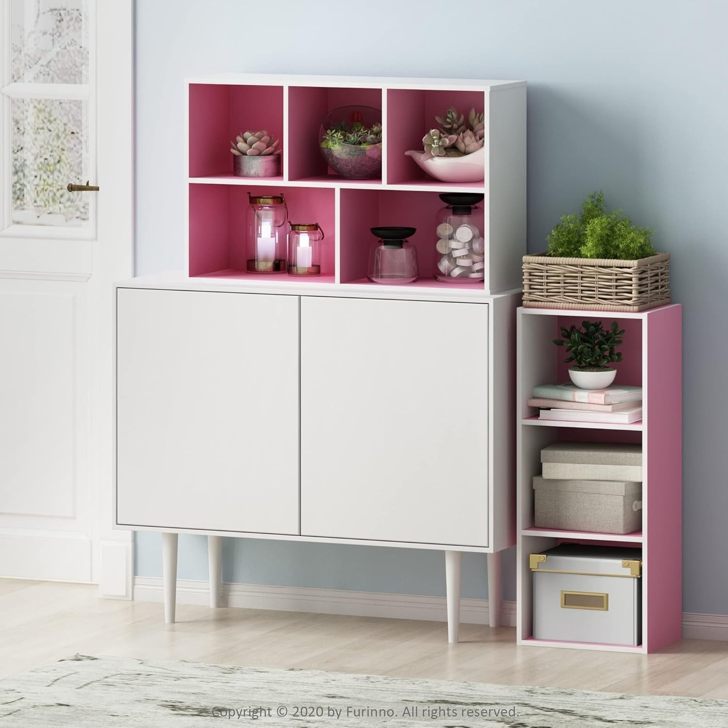 5 Cube Bookcase Storage Open Shelf Compact Organizer Bookshelf Display Pink