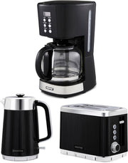 3pc Coffee Maker Kettle Toaster Set | 1.5L Programmable Brew | 1.7L Fast Boil