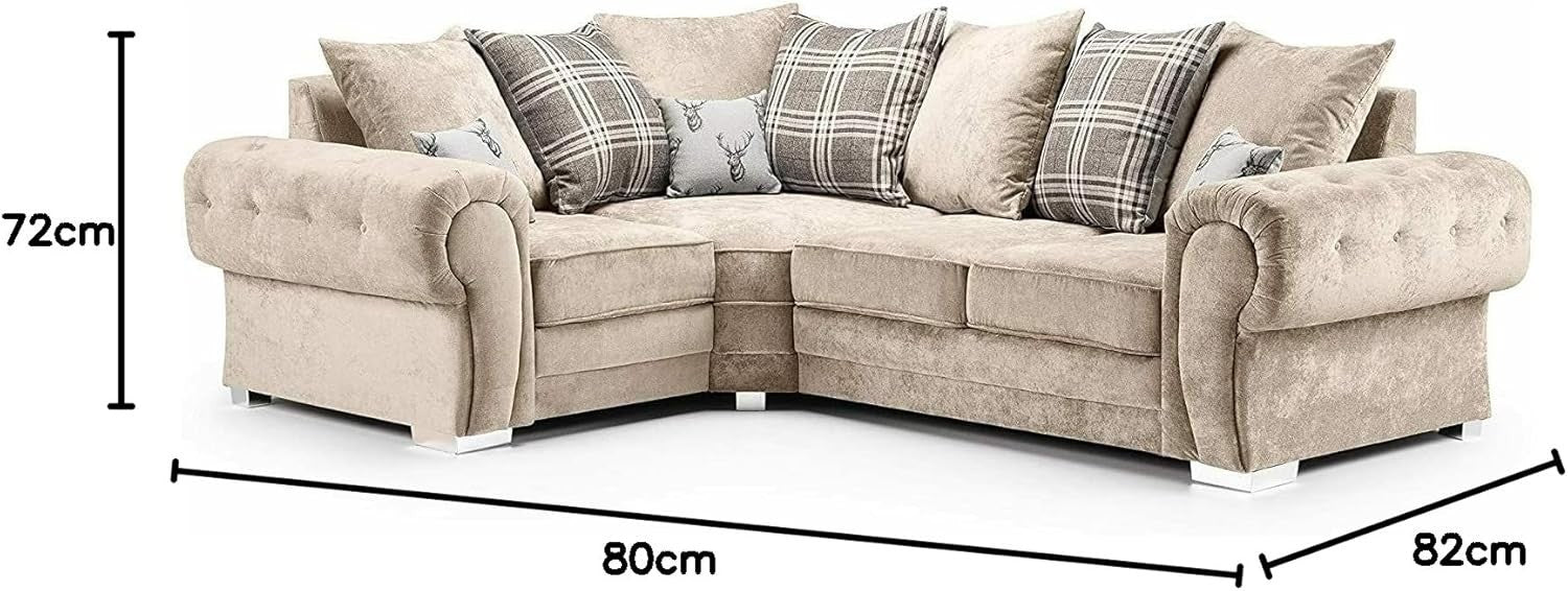 Beige Fabric Corner Sofa 4 Seater L Shape Couch with Cushions 220x160cm RH