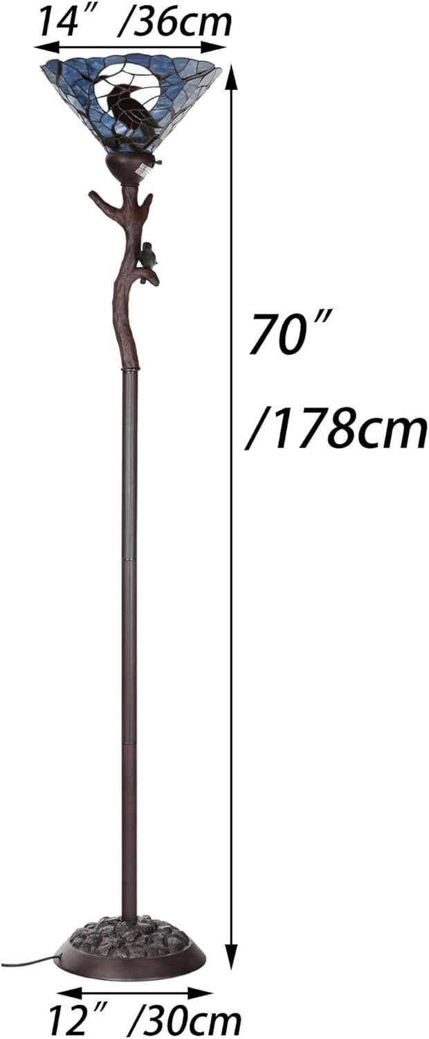 Raven Floor Lamp Stained Glass Tree Torchiere Gothic Full Moon Decor
