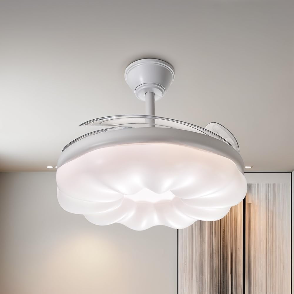 Warmiehomy 78cm Ceiling Fan with Lights 6 Speeds Dimmable LED White