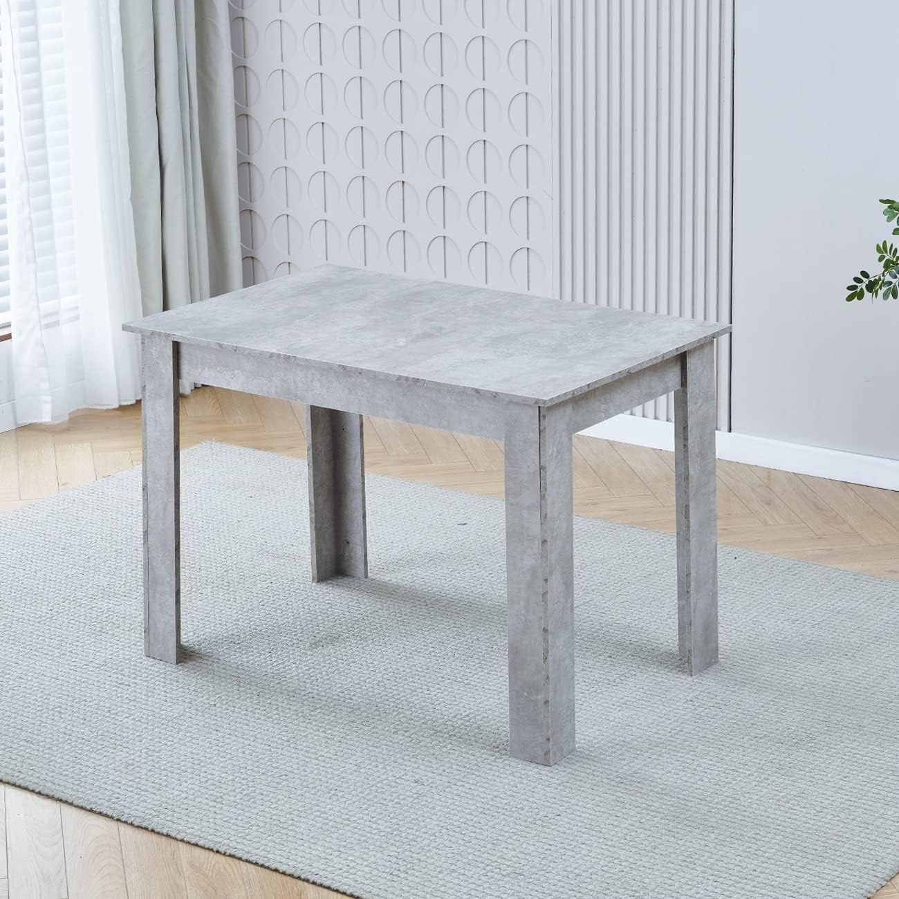 Space-Saving Grey Wood Dining Table & 4 Grey PU Leather Chairs Set