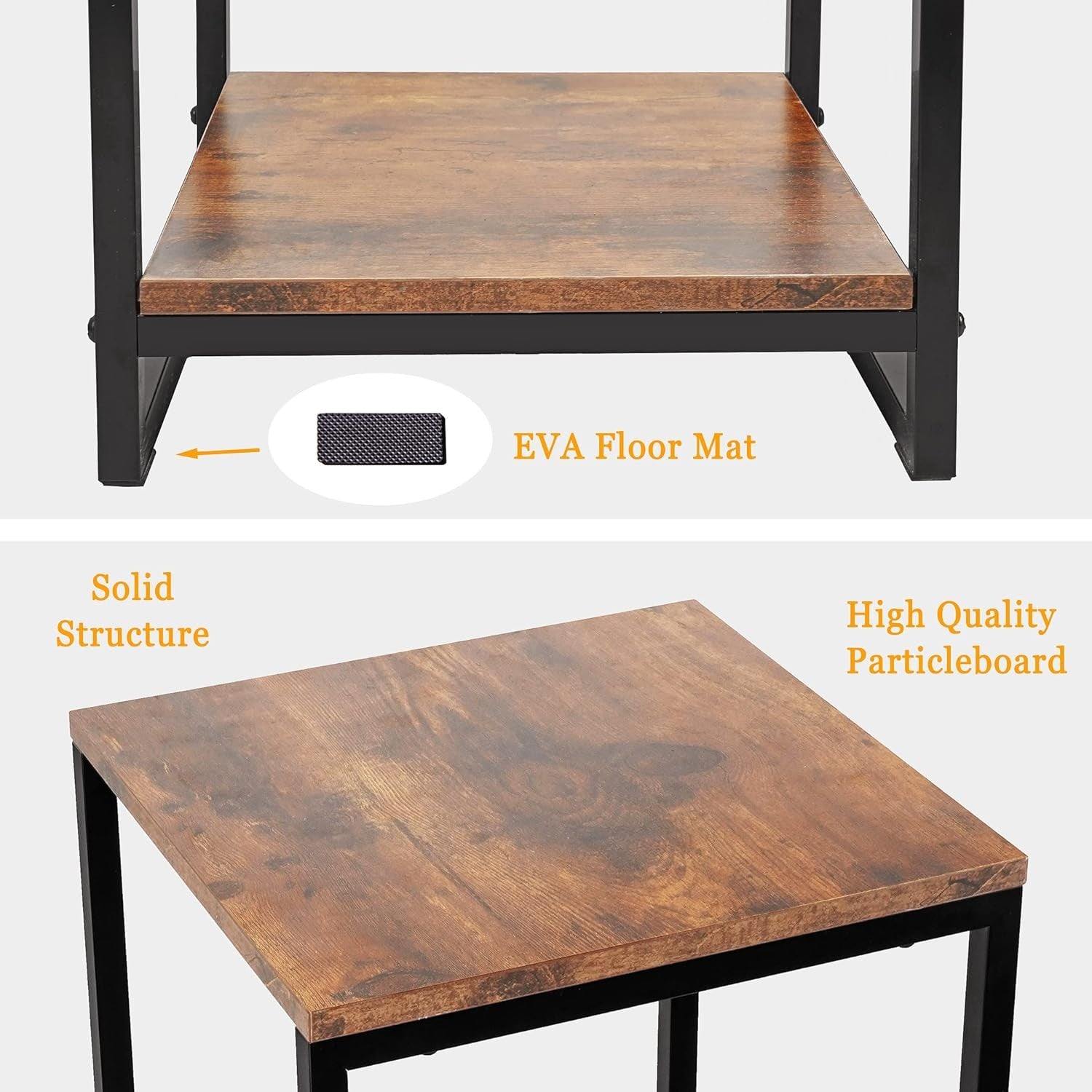 46" Tall 3 Tier Rustic Brown Plant Stand Indoor Modern Metal Flower Shelf