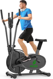 2-in-1 Elliptical Cross Trainer Home Gym with LCD & Adjustable Resistance