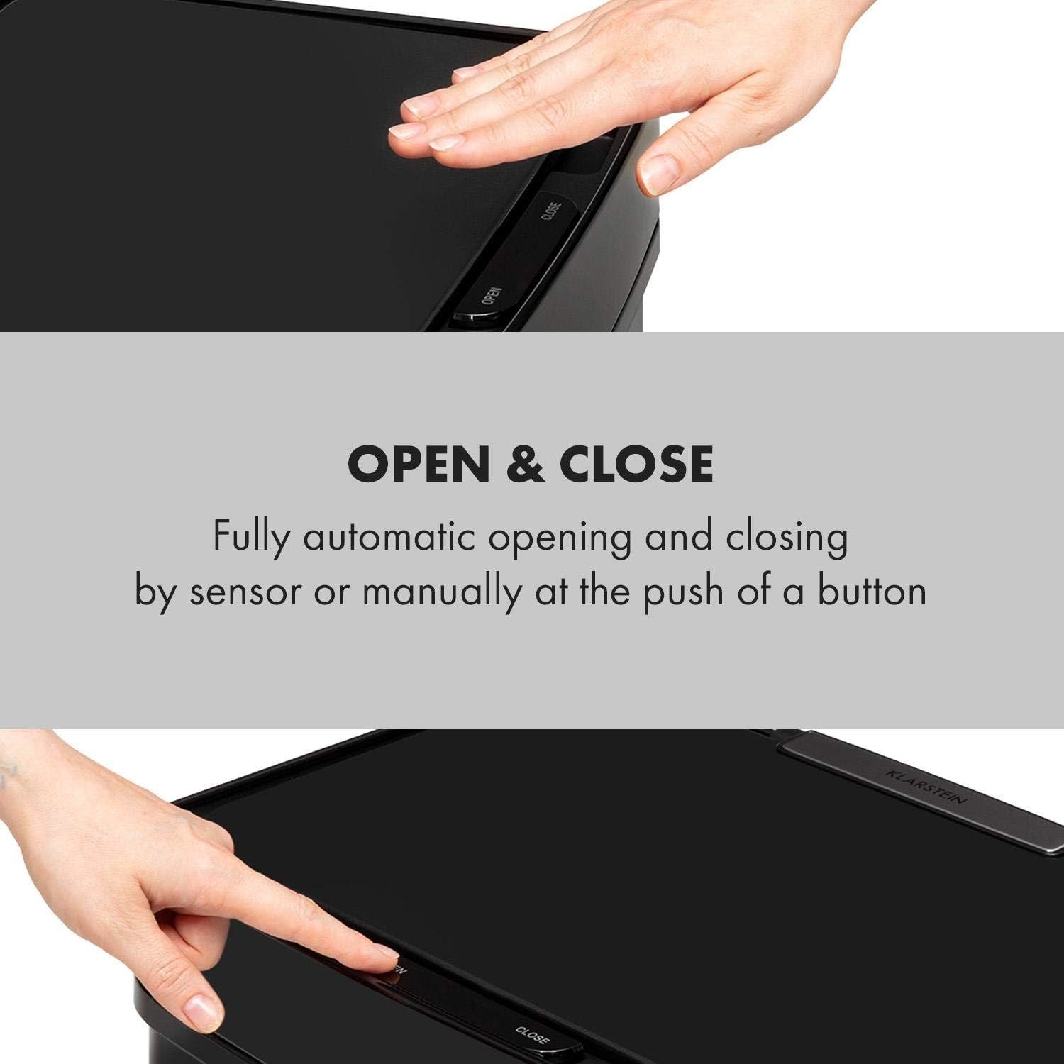 72L Touchless Kitchen Bin | Automatic Sensor Trash Can Black Stainless